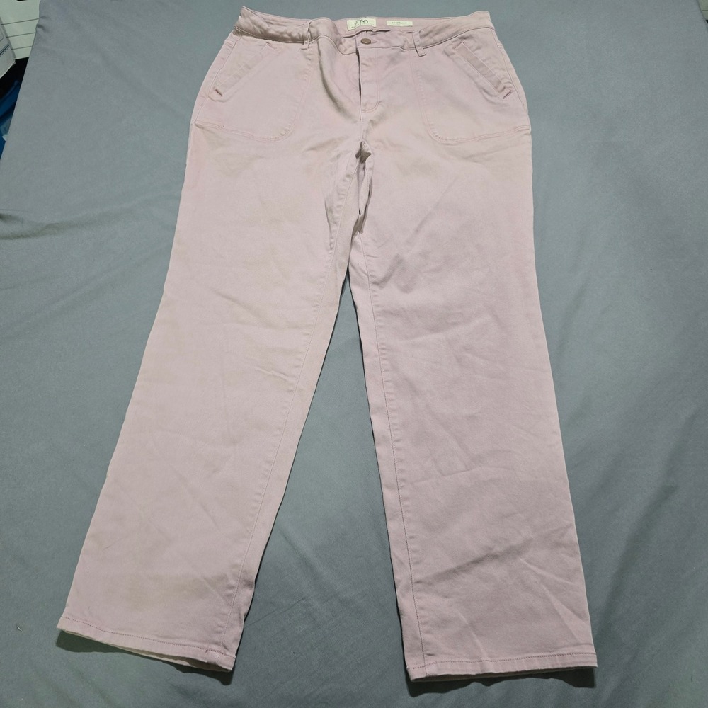 LOGO Lori Goldstein Boyfriend Pants Womens 18W Pink‎ Mauve Stretch Twill Relaxed